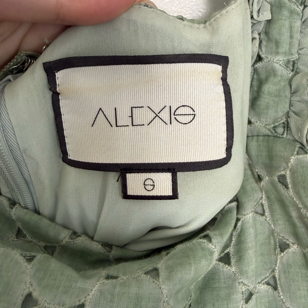 Alexis Sage Green 'Milada' Ruffled Broderie Anglaise Maxi Dress, Size Small View 3